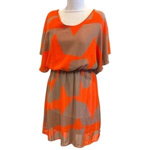Eden In Love Hawaii Dress Women Medium Orange Midi Fairy Cottage Boho Hippie New